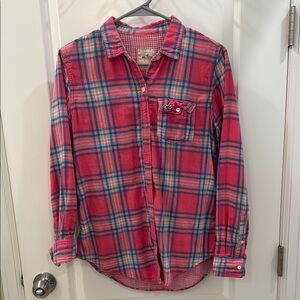 Hollister Pink Plaid Button Down Shirt